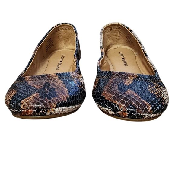 Lucky Brand Shoe Women 6.5 M Leather Snakeskin Print Ballet Flat Slip On Casual - Picture 6 of 14